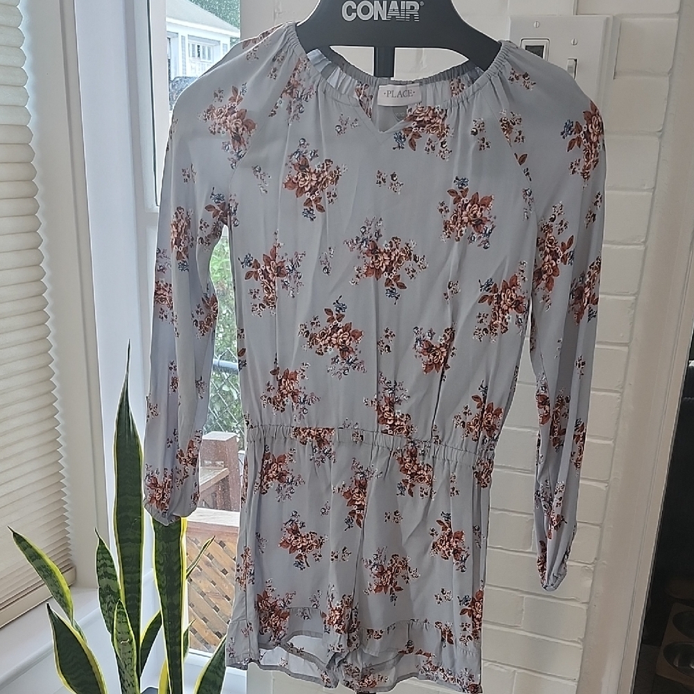 Floral Print Romper, Large 10/12